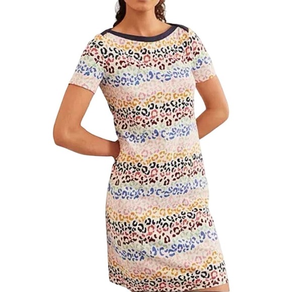 BODEN Georgia Multicolor Animal Leopard Print T-Shirt Jersey Dress - Sz 4R - Picture 1 of 6